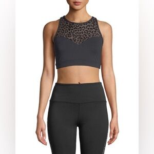 KATE SPADE
Leopard-print Mesh Racerback Sports Bra In Black